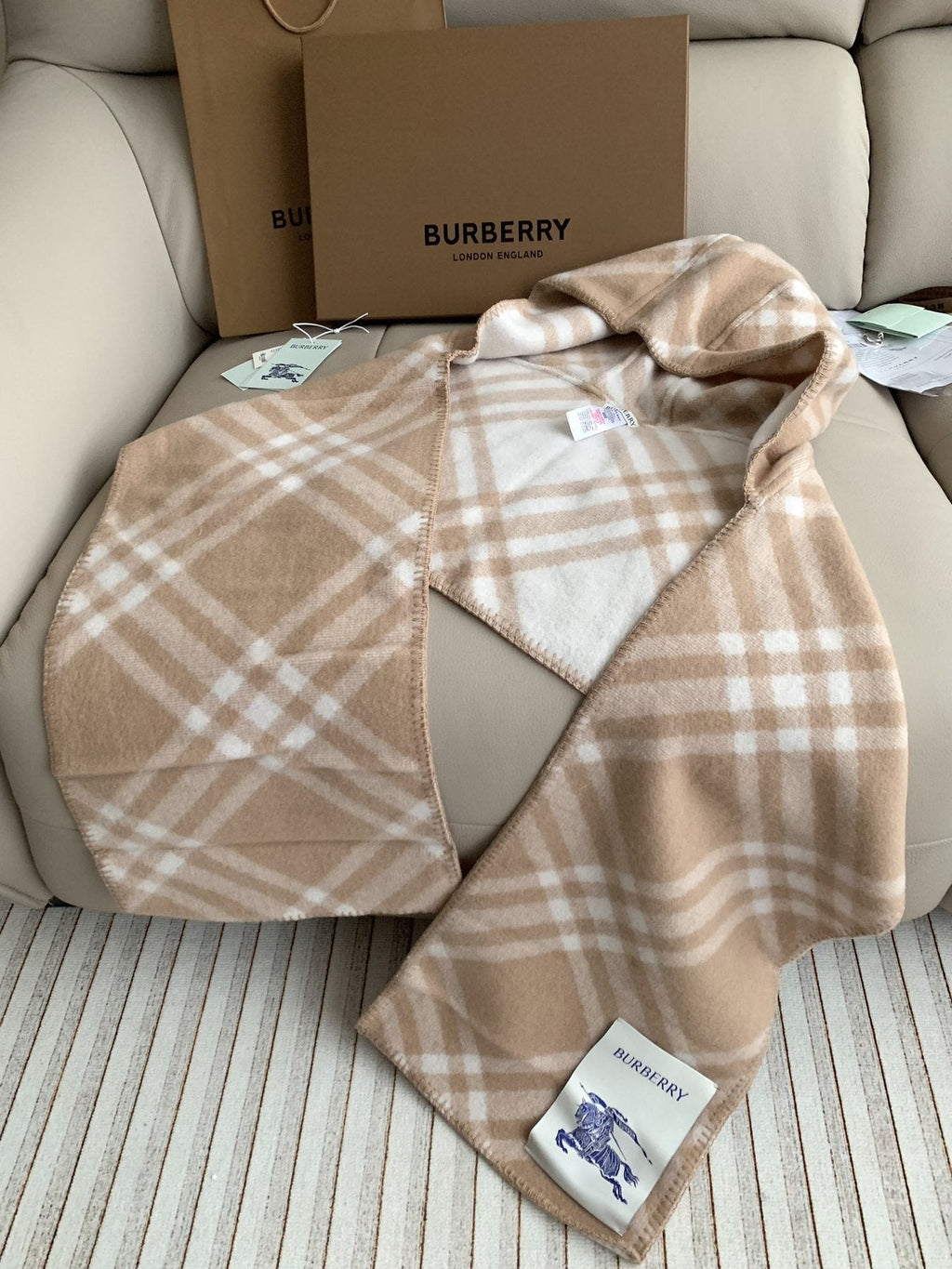 Burberry Plaid Hooded Scarf